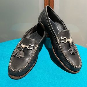 Bally Italy Black 100% Leather Mens Flat Loafer Slip On Driving Shoes Size 8.5 M